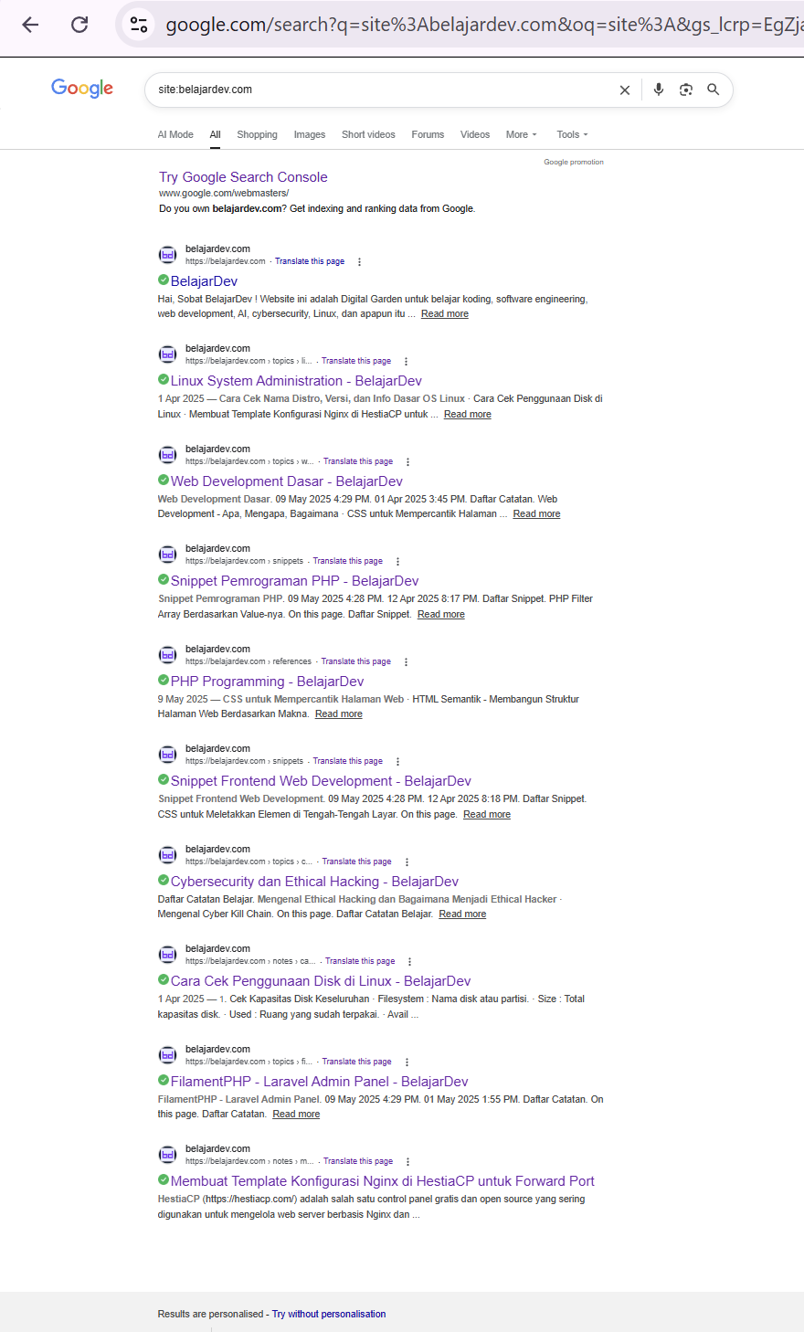 Progress BelajarDev — Update dan Perkembangan per April 2026 20260409103547265.png